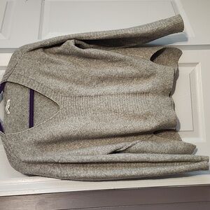 Gray V-Neck Women's Sweater